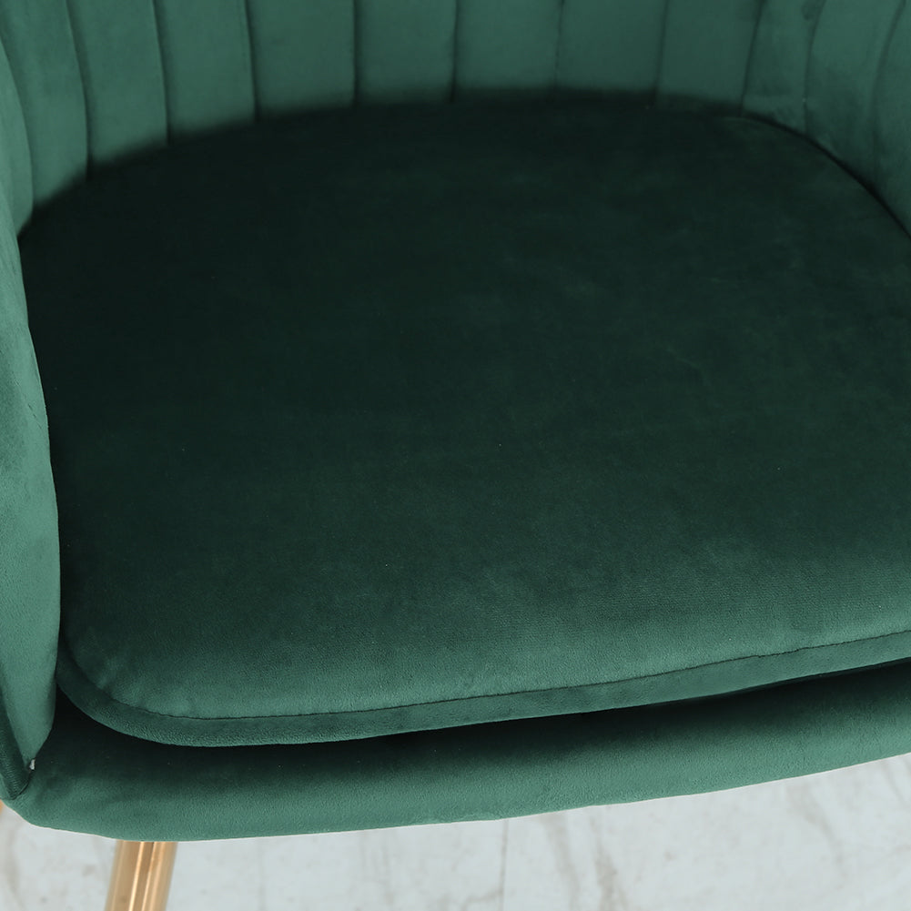 2pcs Modern Velvet Upholstered Dining Chairs With Polished Gold Legs | Green