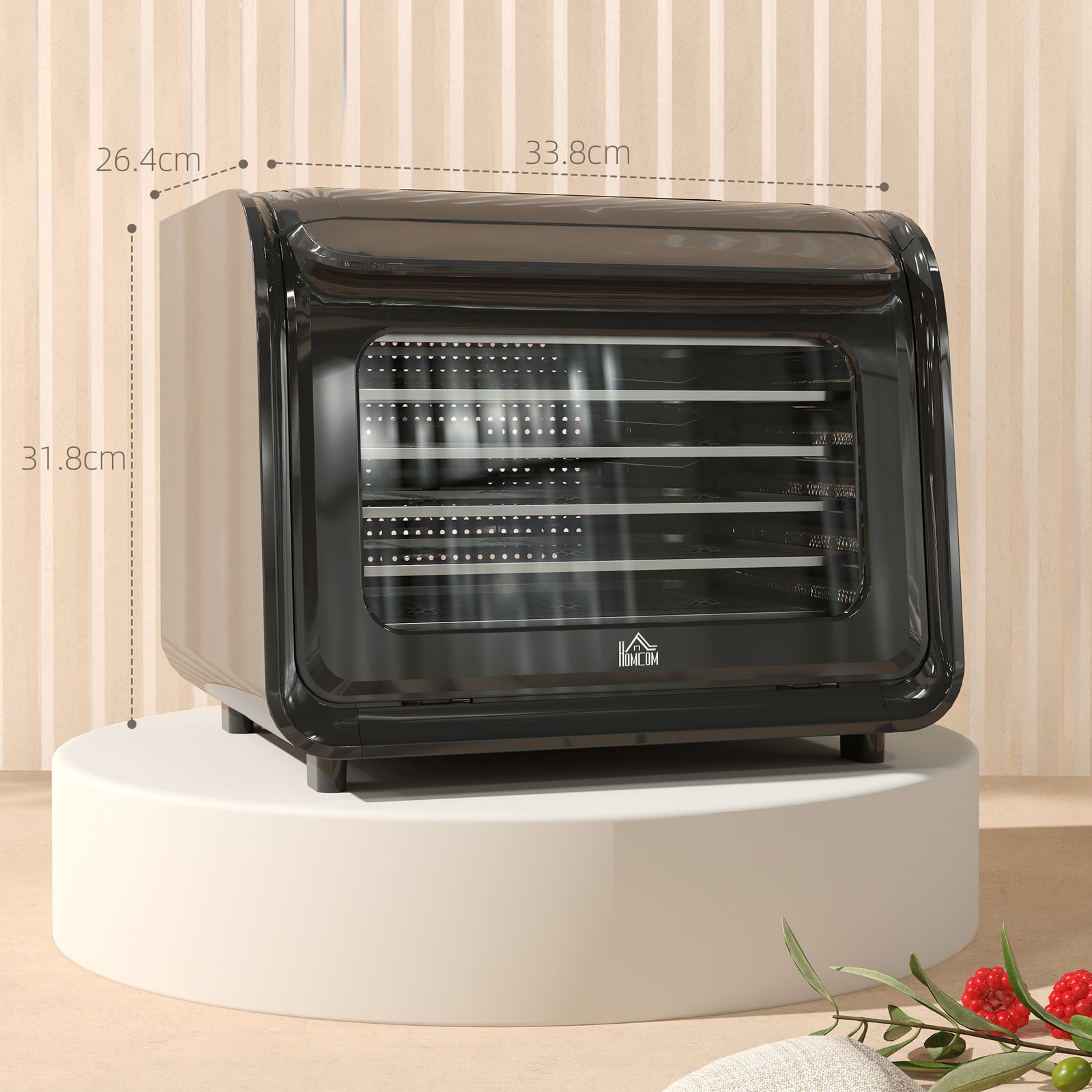 Food Dehydrator With 6 Stainless Steel Tray, For Fruit, Meat | One Size | Black