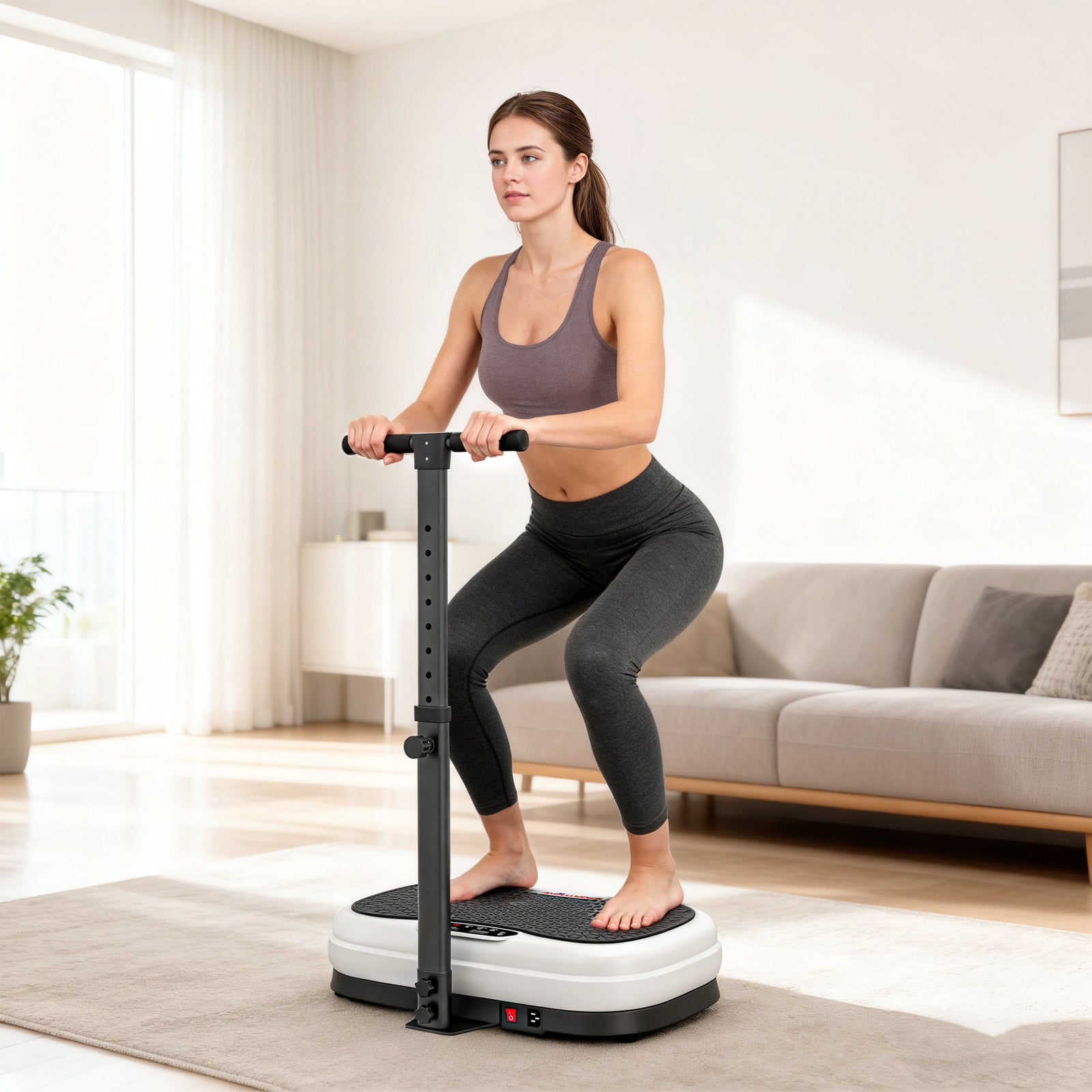 SPORTNOW Vibration Plate With Adjustable Handle, Auto
