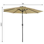 3m Garden Parasol Adjustable Tilting Parasol With Crank Handle For Outdoor Garden Patio Camping Without Base | One Size | Khaki