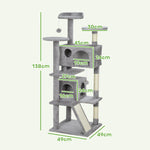 138cm Cat Tree With Scratching Posts And Pad, Bed, Condos, Light Grey