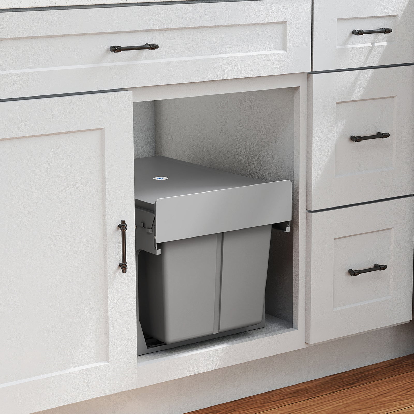 HOMCOM Soft Close Pull Out Bin, Under Sink Bin - 2 Compartments (15l Each)