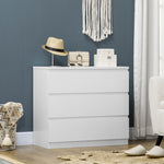 Chest Of Drawers, 3 Drawer Storage Cabinet Unit Bedroom | One Size | White