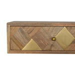 Solid Wood Wall Mounted Brass Inlay Bedside