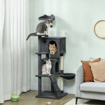 Cat Tree Tower With Sisal Scratching Posts, Condos | 160cm | Dark Grey