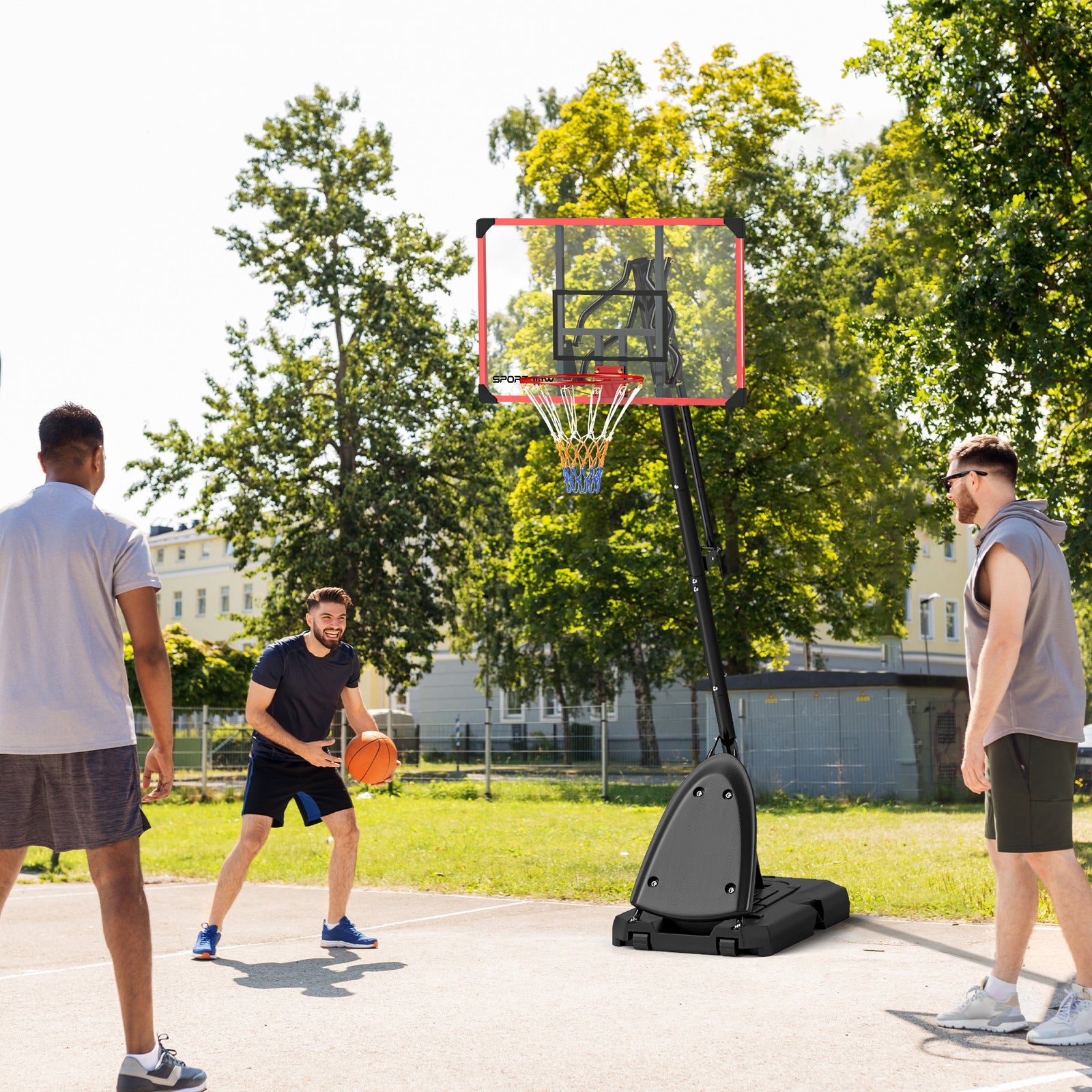 Adjustable Portable Basketball Hoop And Stand With Wheels | Red