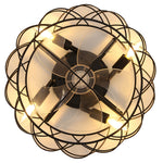 17 Inch Black Flush Mount Cage Ceiling Fan Light With Remote Control Compact Industrial Fan