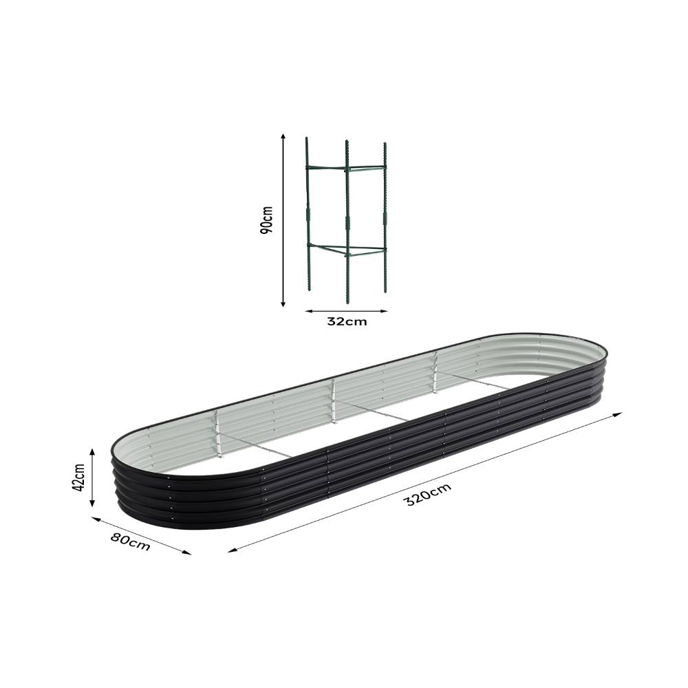 160/240/320cm W X 80cm D X 42cm H Galvanised Raised Beds For Garden, Metal Elevated Planter Box With Safety Edging, Easy Diy For Growing Flowers, | Large | Anthracite