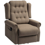 Power Lift Recliner Armchair With Wingback, Button Tufted | One Size | Brown