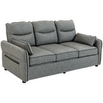 Modern Seater Sofa With Thick Cushion Side Pockets | L | Grey