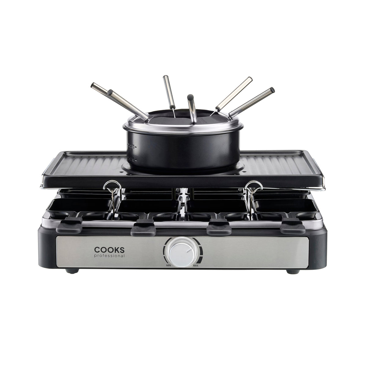 Electric 2-in-1 Raclette Grill And Fondue - 8 Person