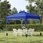 Pop Up Gazebo Foldable With Wheeled, Bag And 4 Weight Bags | Blue