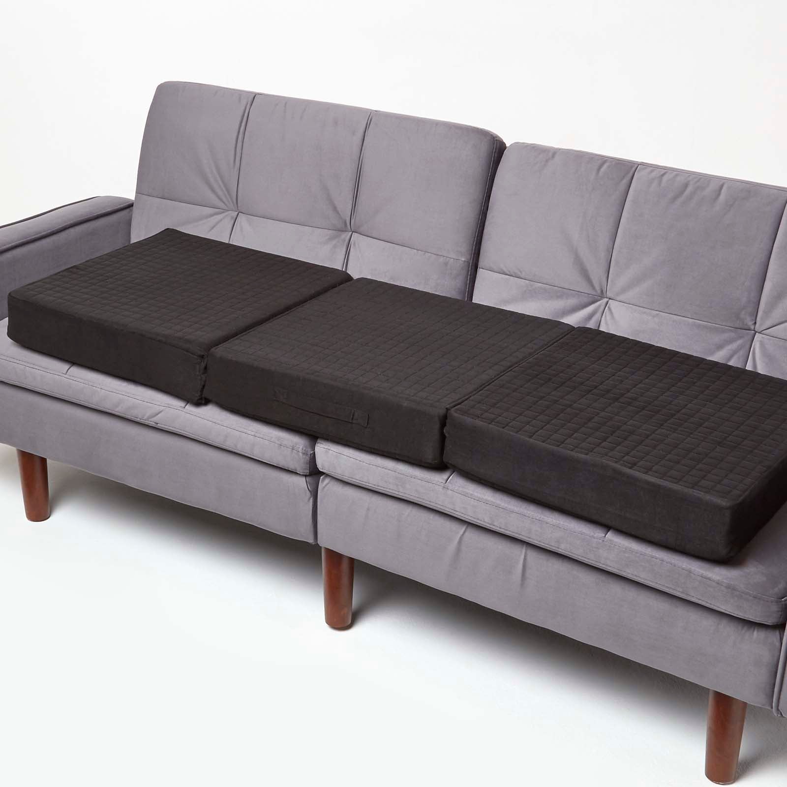 Quilted Polyester 3 Seater Orthopaedic Booster Cushion Cover | 50cm x 150cm | Black