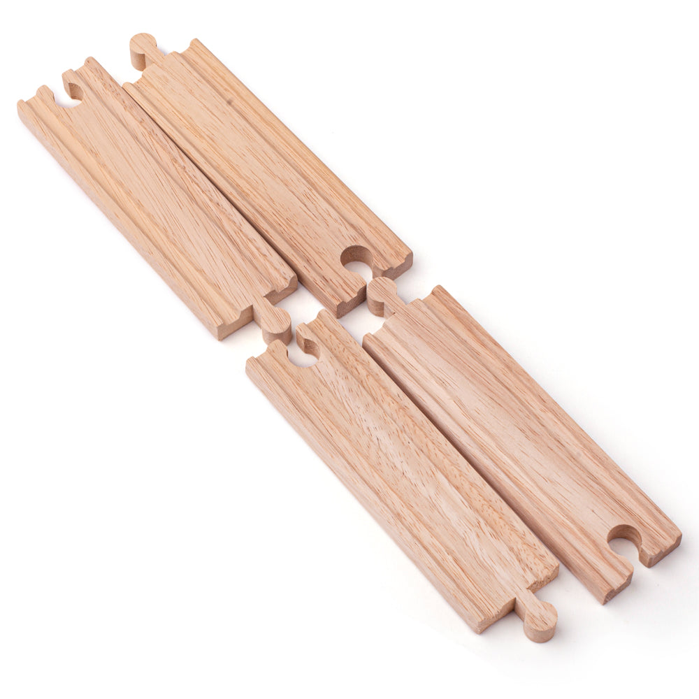 Bigjigs Toys 4 Long Straight Track Pieces for Wooden Train Sets
