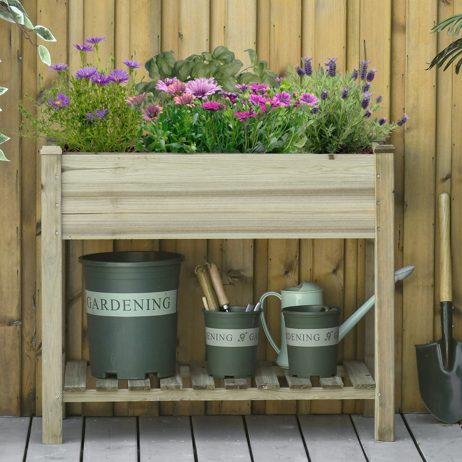 Raised Garden Bed With Legs And Shelf