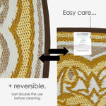 Luxury Outdoor Rug Waterproof Reversible Round For Garden Patio 100% Recycled, Yellow Rae