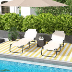 Set Of 2 Folding Beach Chairs W/ Adjustable Back | Set of 2 | Cream