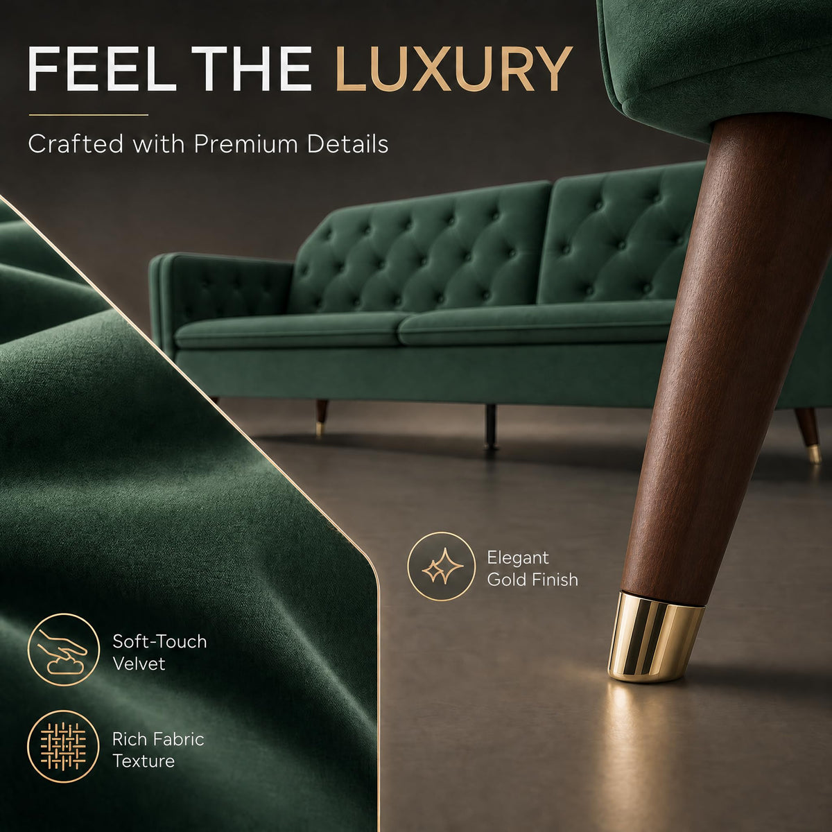 Victoria Velvet Sofa Bed 3 Seater | Green
