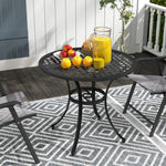 85cm Round Garden Table, Cast Aluminum, Black
