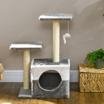 Cat Tree W/ Sisal Scratching Posts, House, Perches, Toy Mouse | Gray