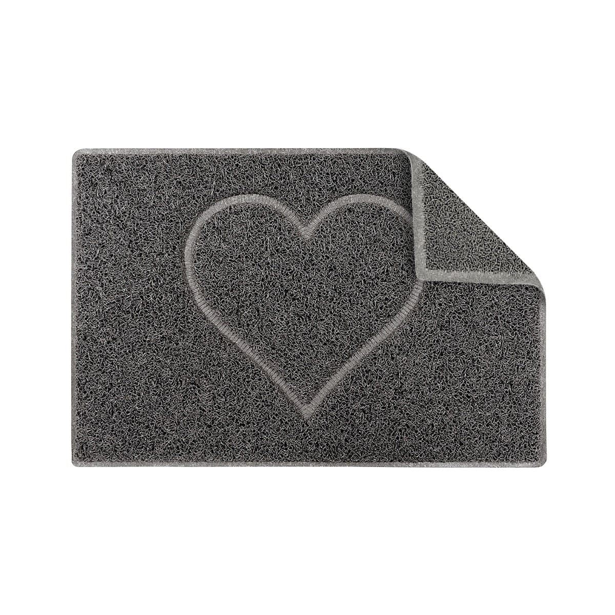 Heart Outdoor Embossed Doormat With Open Back | Medium | Grey