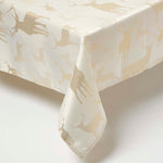 Sparkling Stag Pattern Christmas Table Cloth | 132 x 274cm | Gold
