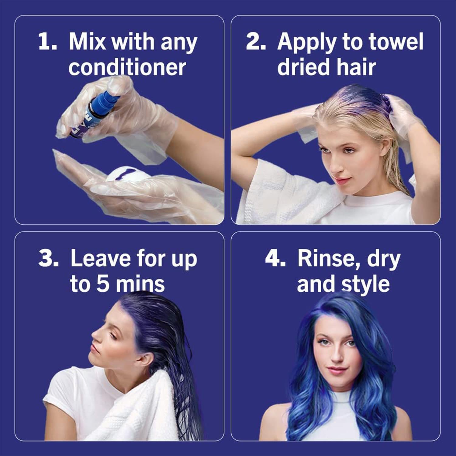 Live Colour Drops Semi-permanent Hair Dye, Crystal Blue 3 Pack