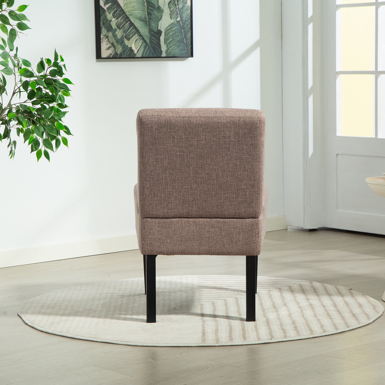 Elara Fabric Armless Accent Chair | Dark Brown