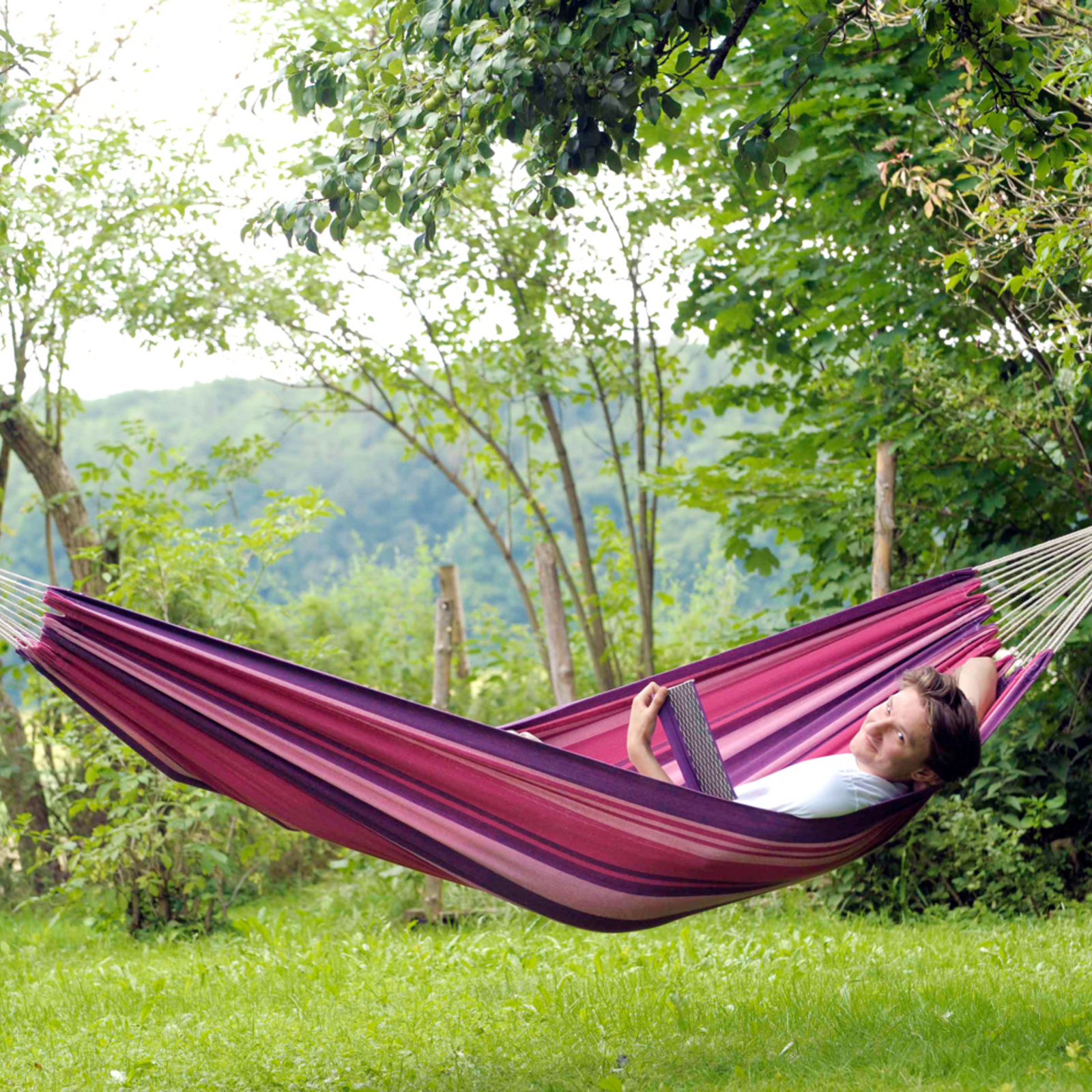 Tahiti Candy Cotton Single Garden Hammock With Bag