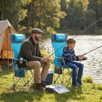 Set Of 2 Reclining Camping Chairs | Blue & Grey
