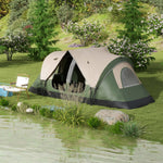2 Room Camping Tent With Waterproof Rainfly & Screen Panels | Green