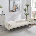 Faux Suede Click-clack Sofa Bed - 3 Seater | Cream