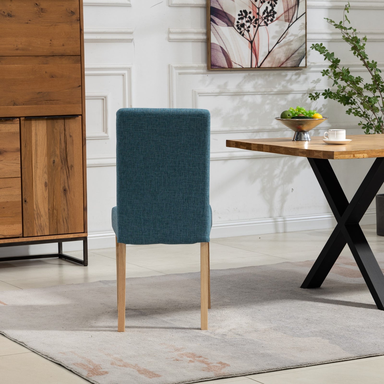 Set Of 2 Maiolo Fabric Dining Chairs | Teal