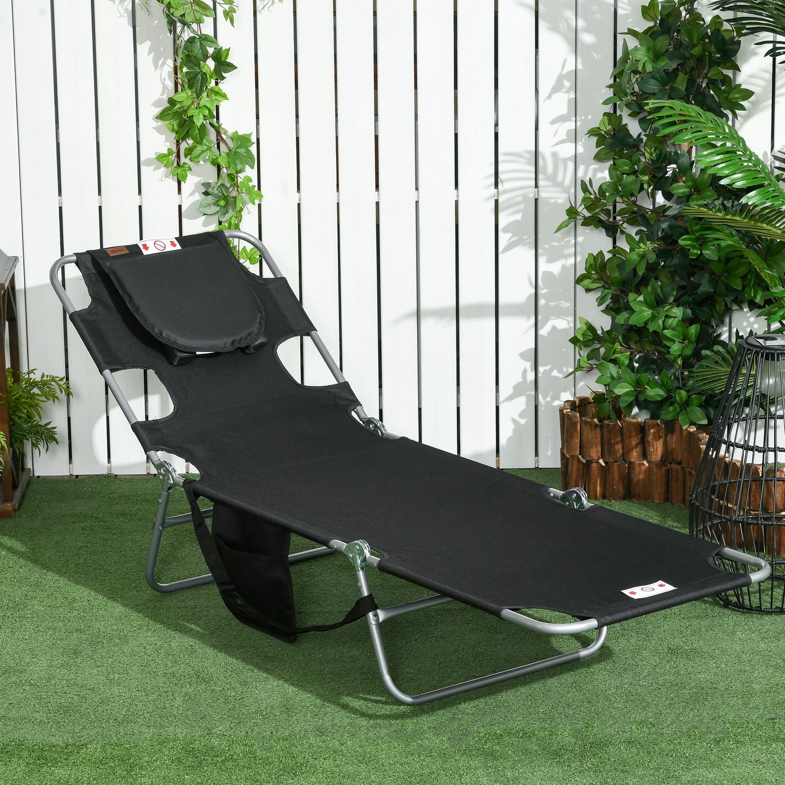 Chaise Lounge W/ Face Cavity & Arm Slots | Black