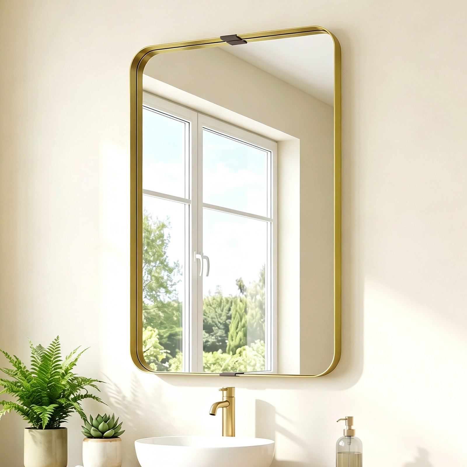 Rectangular Wall Mirror, 90 X 60 Cm Wall Mounted Bathroom Mirror | Gold