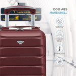 40x20x25cm Cabin Carry-on Suitcase - Lightweight, Durable, 4-wheel Luggage - 100+ Airlines Approved | Cabin | Burgundy