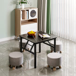 60*60*50cm Square Folding Coffee Table With Marble Effect Top | 60cm x 60cm | Black