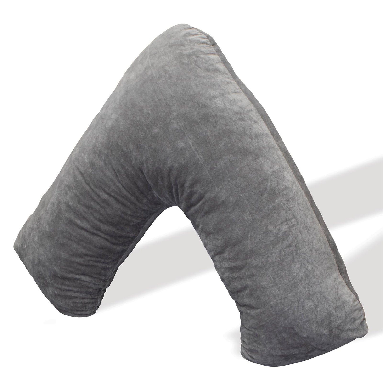 V Shaped Pillow Shredded Orthopaedic Memory Foam, Head, Neck & Back Pregnancy Maternity Support, Washable Cover | V Shape | Grey