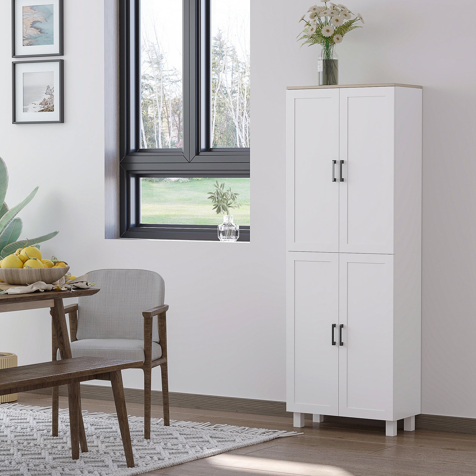 170cm Freestanding Kitchen Cupboard 4 Door Storage Cabinet