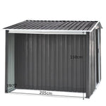8x6ft Heavy Duty Garden Metal Shed With Extra 78cm Outdoor Weatherproof Firewood & Tool Storage Rack