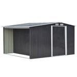 10.8 X 8.5ft Outdoor Garden Metal Storage Shed With Log Rack Weather-resistant Tool Firewood Storage