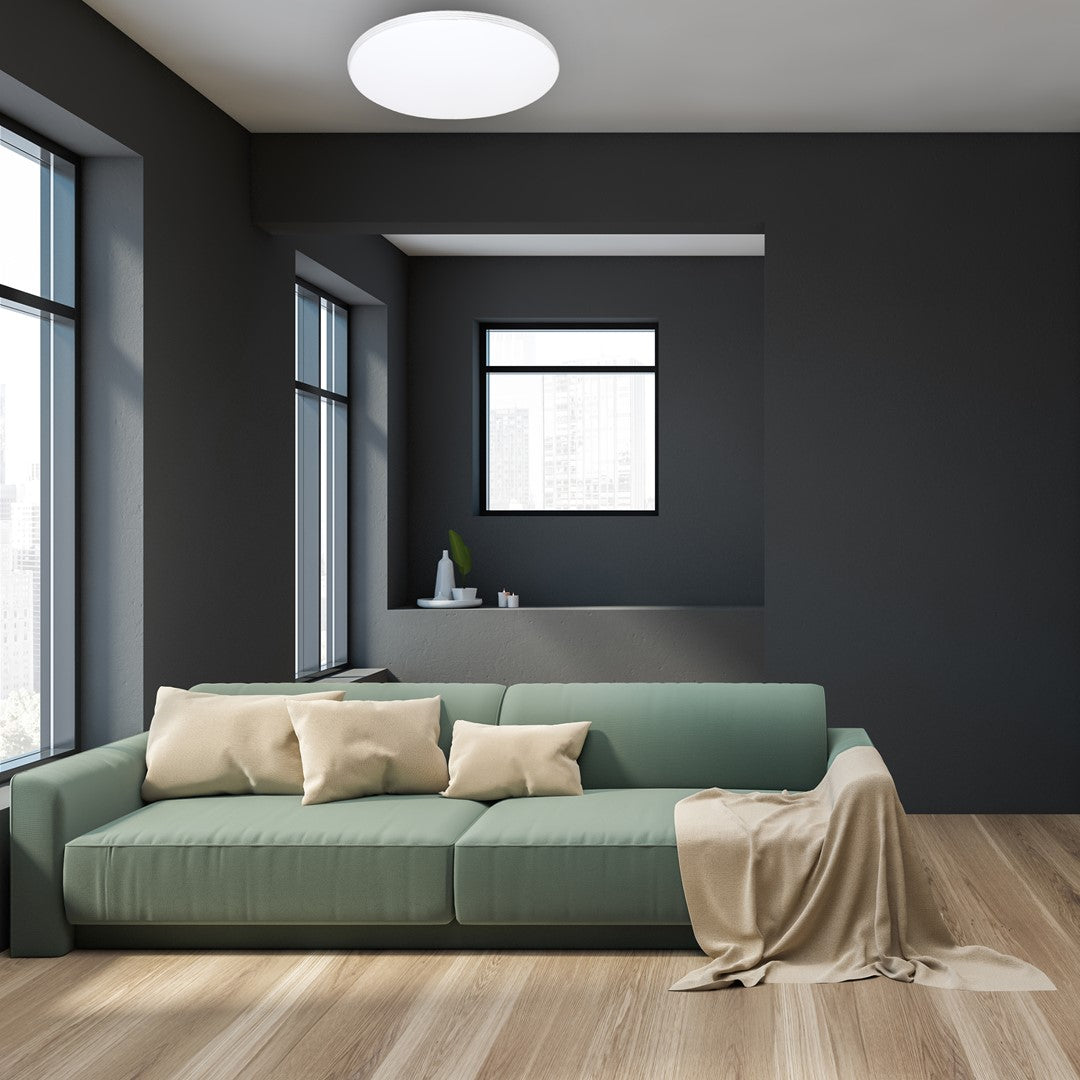 Ceiling Lamp Siena Stylish White And Chrome Circular Design Dimmable Including Remote Control | 55cm | White
