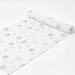 Cotton Christmas Gold Snowflake Table Runner