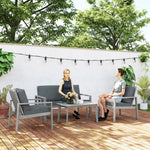 4 Pieces Wooden Garden Furniture Set With Cushions | Light Grey