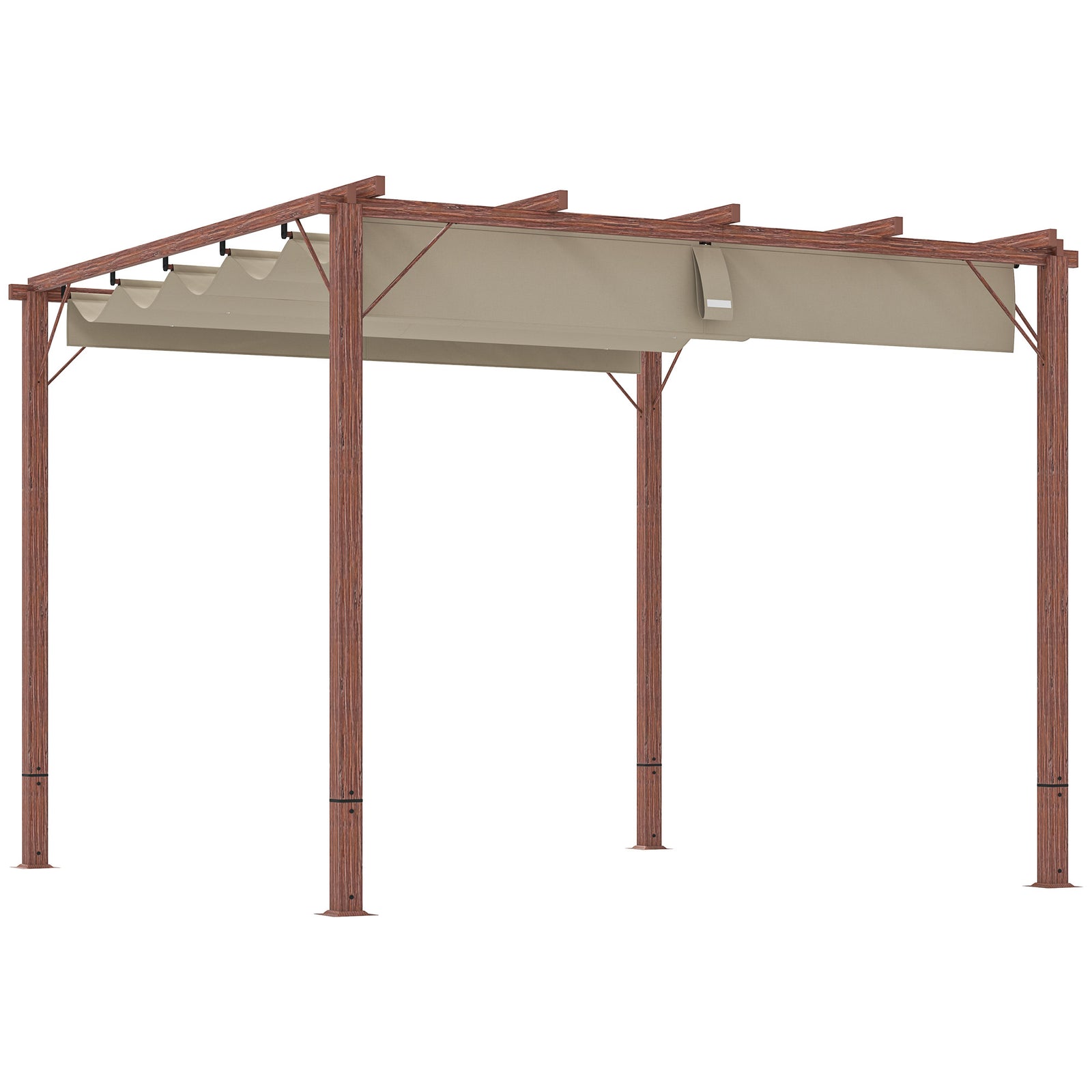 3 X 3(m) Aluminium Garden Pergola With Retractable Roof | Natural