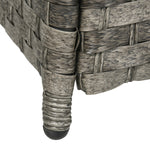 7 Pieces Rattan Set W/ Gas Fire Pit Table Grey