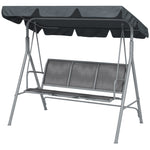 3 Seater Metal Swing Chair Patio Bench With Canopy Dark Grey