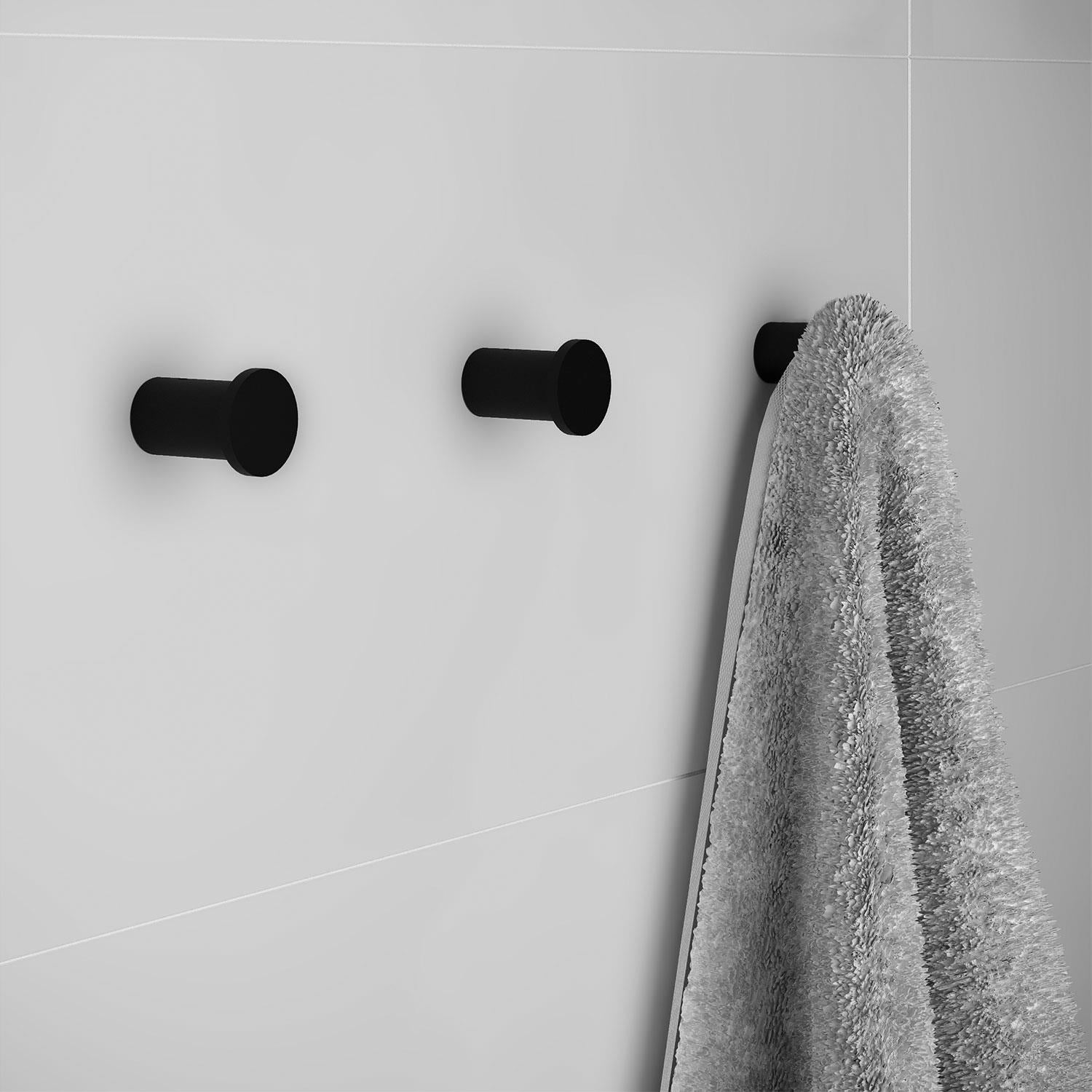 Towel Hook, Robe Hook, Coat Hook, Matt Black, Logic Collection