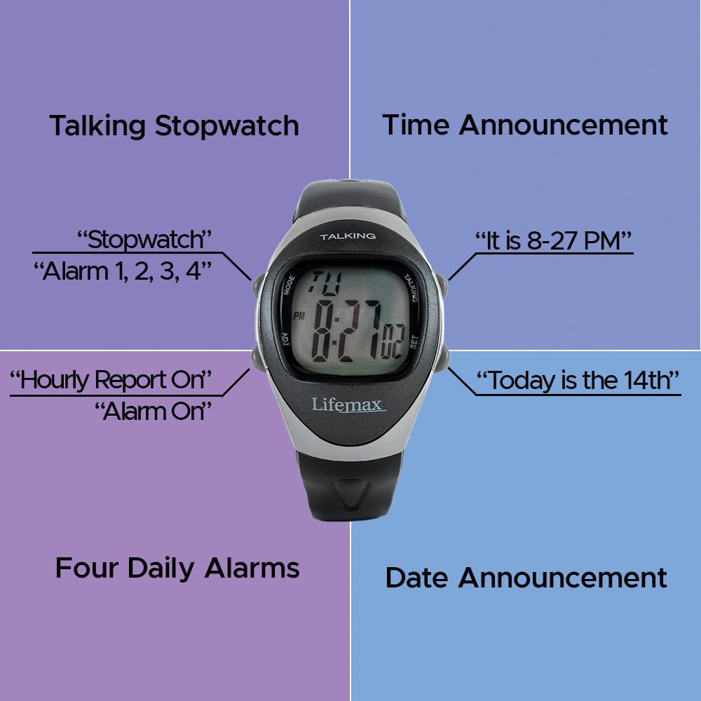 Talking Digital Watch - Large Display And 4 Alarms