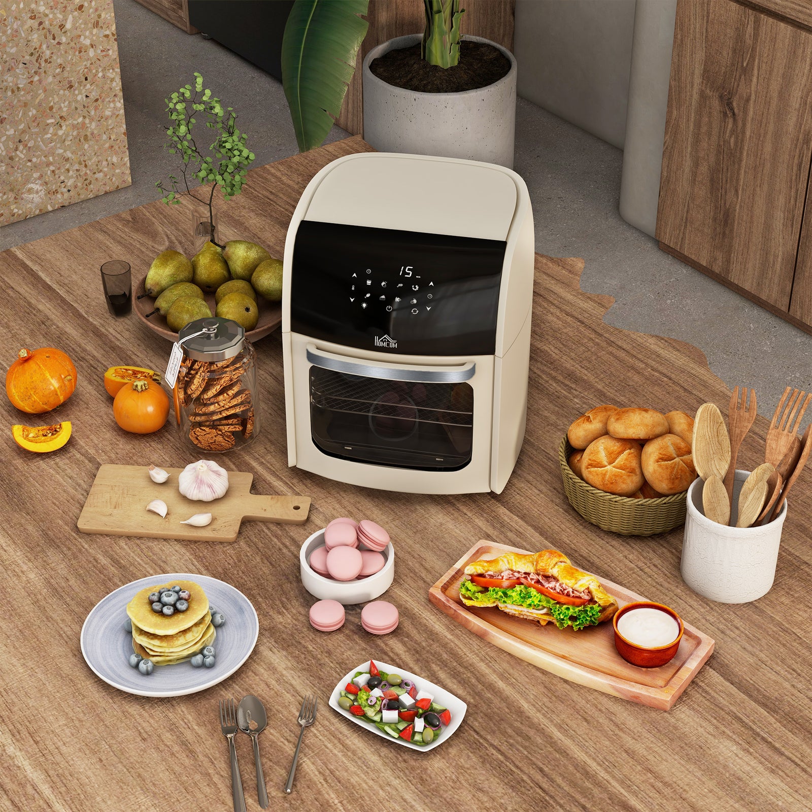 12l Air Fryer Oven With 8 Preset Modes 1800w | One Size | Cream